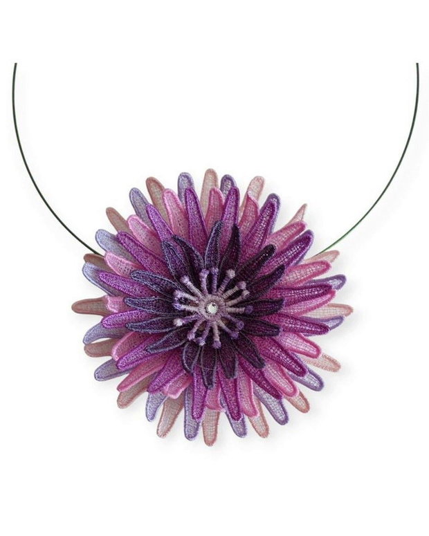 Colier Floare Mov Crizantema 3D