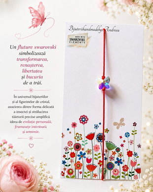 Bratara snur si fluture Swarovski 8mm Crystal AB