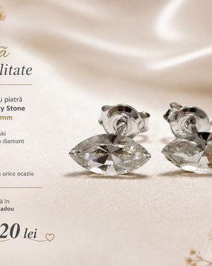 Cercei argint cu piatra Swarovski Fancy Stone Crystal 8x4mm