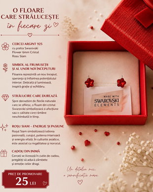 Cercei argint cu piatra Swarovski Flower 6mm Siam