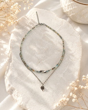 Colier Aqua Serenity  acvamarin și inox