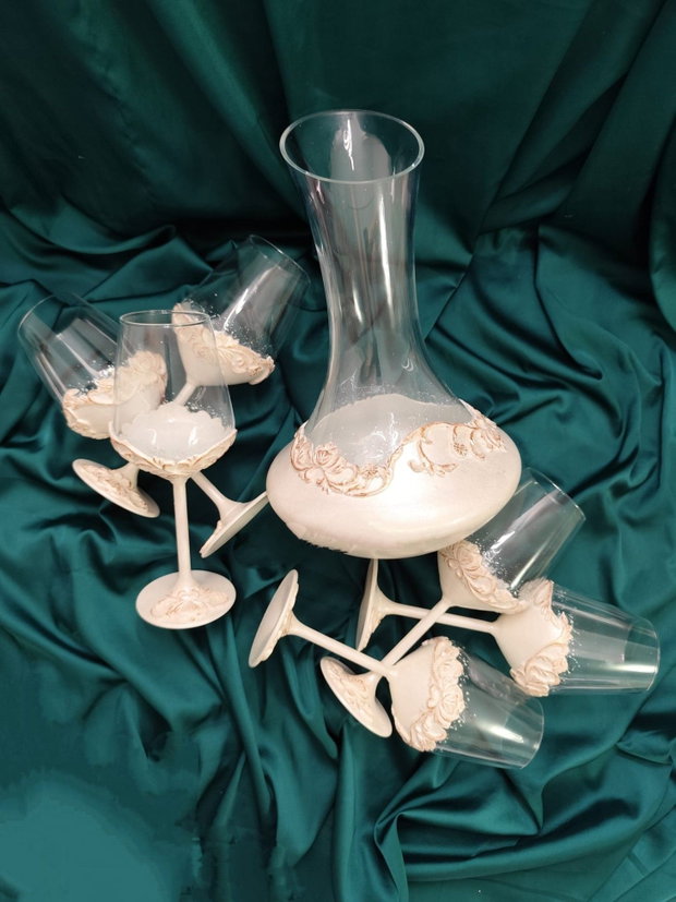 Decantor vin cu 6 pahare