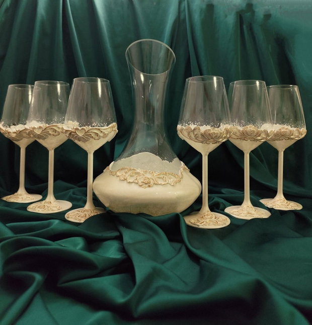 Decantor vin cu 6 pahare