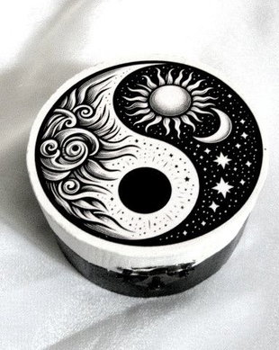 Cutie din lemn cu simbol Yin Yang 52732