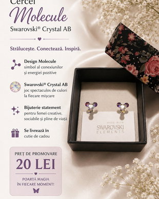 Cercei argint cu piatra Swarovski Molecule Crystal AB