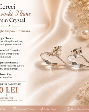 Cercei argint cu piatra Swarovski Flame 10mm Crystal