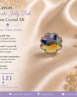 Cercei argint cu piatra Swarovski Jelly Fish 10mm Crystal AB