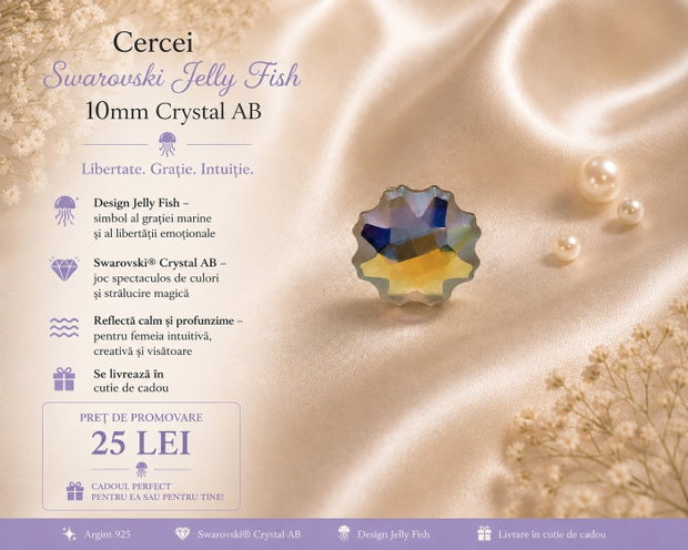 Cercei argint cu piatra Swarovski Jelly Fish 10mm Crystal AB