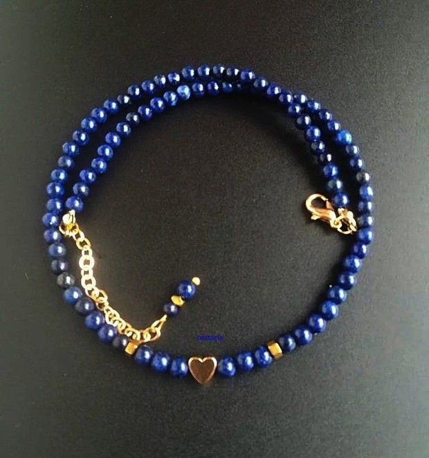 colier lapis lazuli cu inimioara