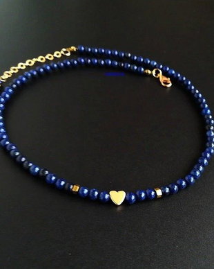 colier lapis lazuli cu inimioara