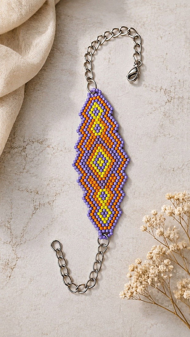 Brățară handmade Apus Tropical din mărgele Miyuki Delica