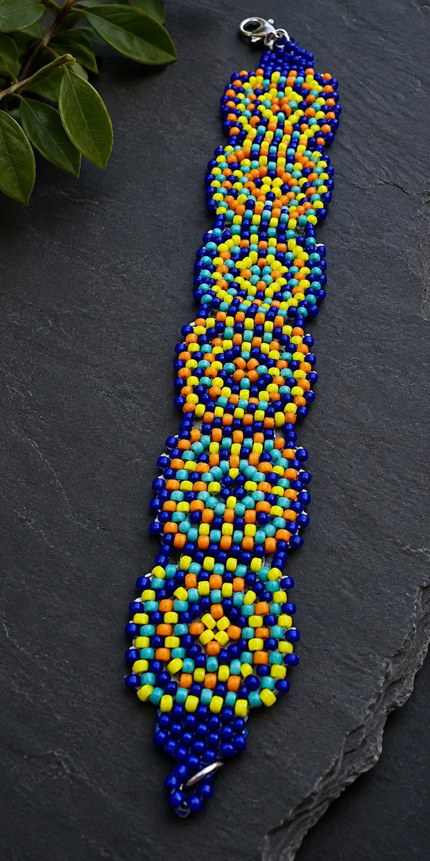 Vârtej de Culoare Brățară granny square din mărgele