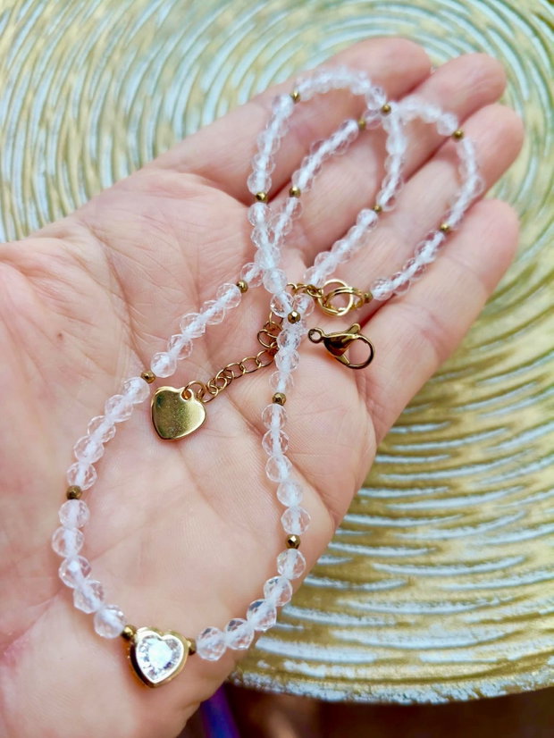 Colier CHOKER Topaz alb