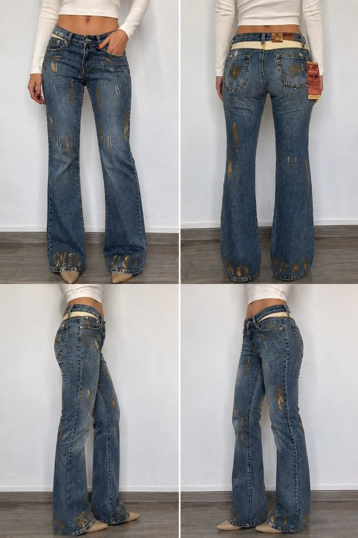 Blugi vintage Y2K taliea joasă, bootcut