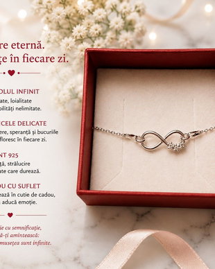 Bratara argint cu link infinit cu floricele
