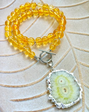 Colier cuart solar galben & citrin