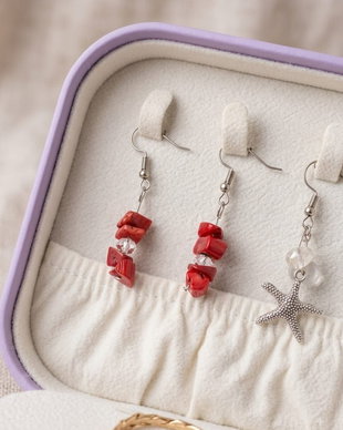 Cerceri Handmade Coral Roșu