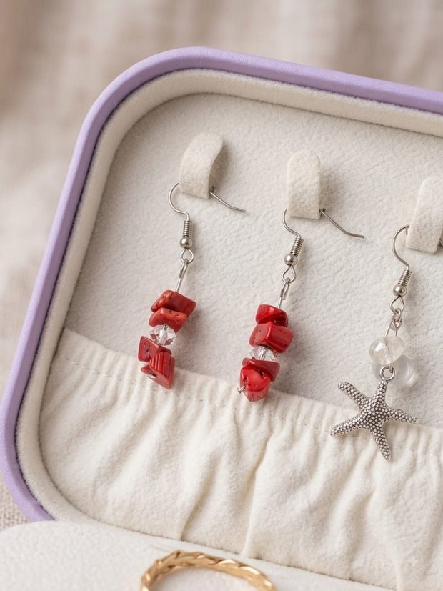 Cerceri Handmade Coral Roșu
