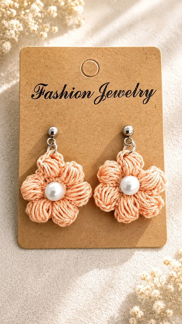 Cercei cu flori croșetate handmade  100% bumbac