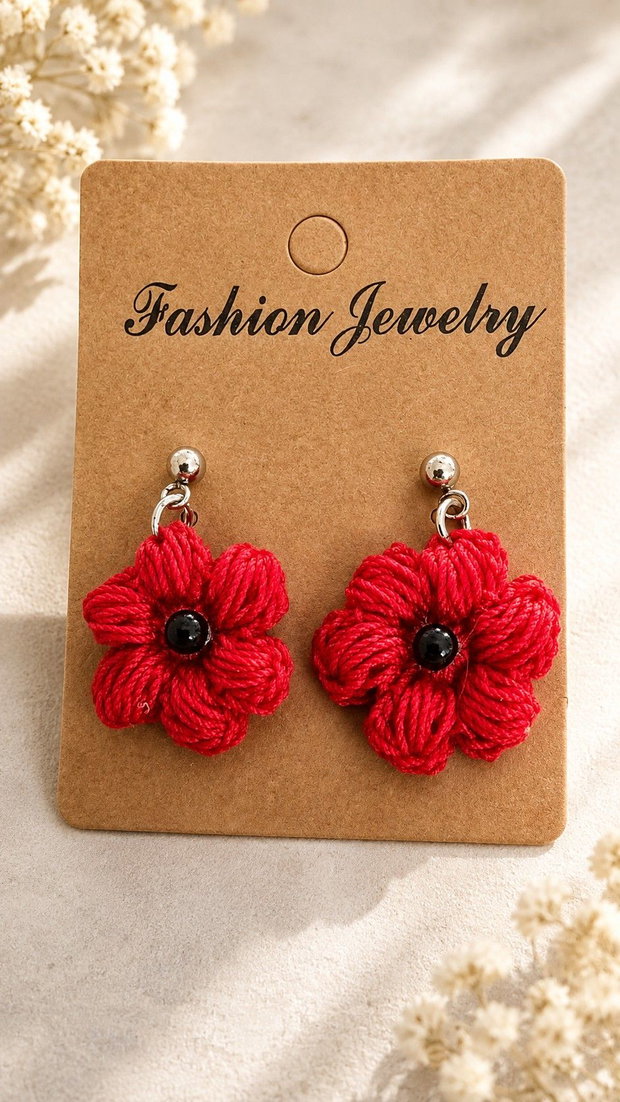 Cercei cu flori croșetate handmade  100% bumbac