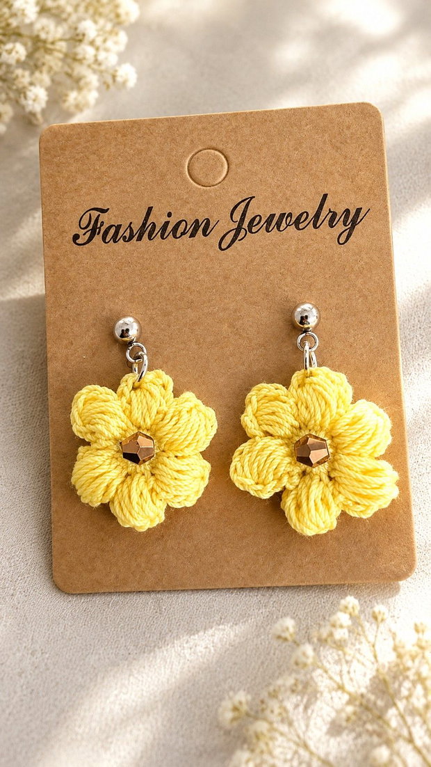 Cercei cu flori croșetate handmade  100% bumbac