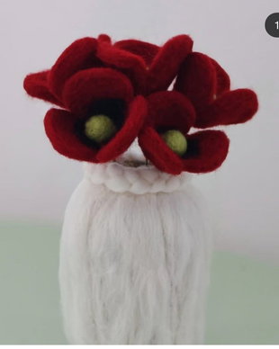 Vaza decorativa cu flori de lână