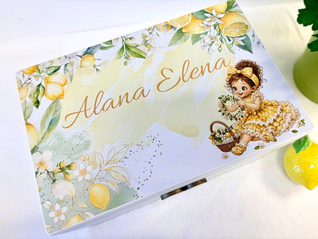 Cutie personalizata amintiri - Little girl and lemons