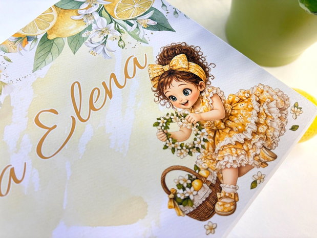 Cutie personalizata amintiri - Little girl and lemons