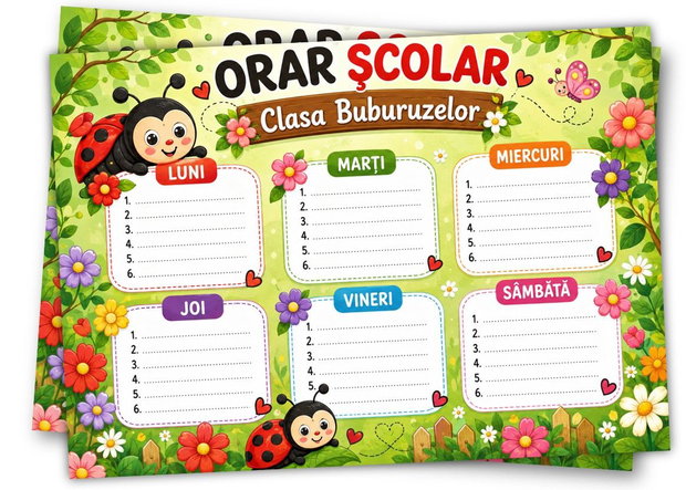 Orar școlar A4  Clasa Buburuzelor