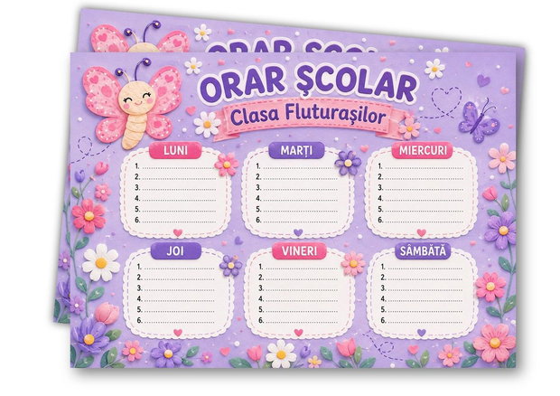 Orar școlar A4 Clasa Fluturașilor