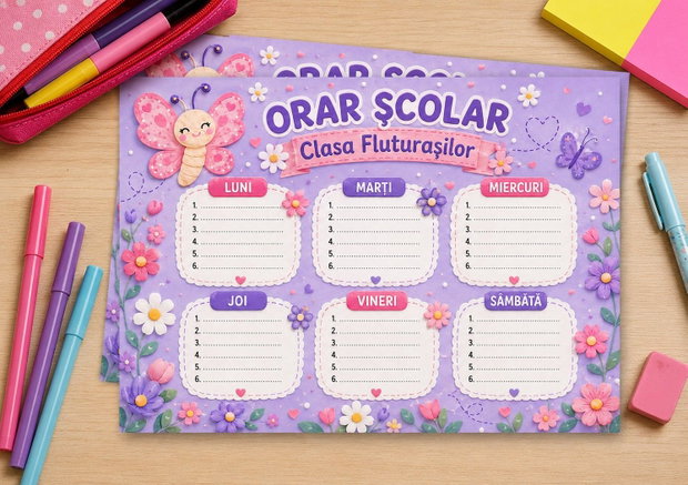 Orar școlar A4 Clasa Fluturașilor
