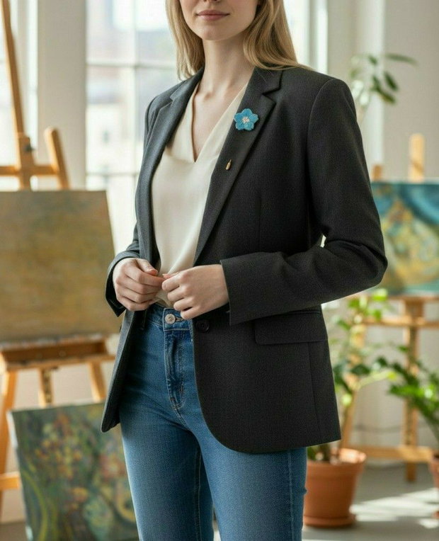Brosa din portelan pictata cu platina