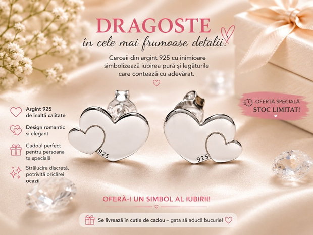 Cercei argint 925 inimioare 6.2mm x 9.2mm
