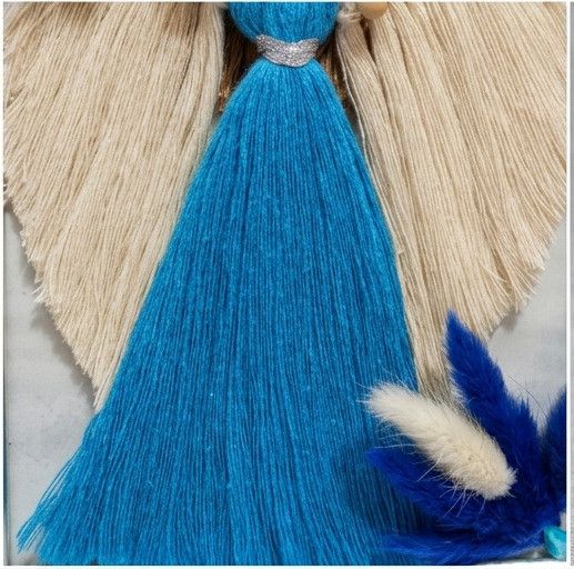 Tablou Înger Macrame Albastru Regal | Cadou Botez Băiețel, Moț, Aniversare