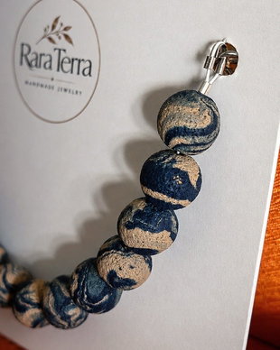 Brățară statement Pebble  Midnight Shore | Lut polimeric | RaraTerra Pebble Collection