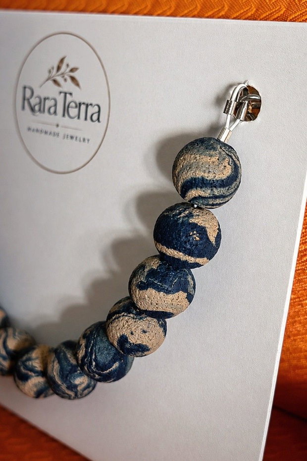 Brățară statement Pebble  Midnight Shore | Lut polimeric | RaraTerra Pebble Collection
