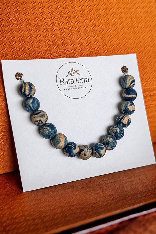 Brățară statement Pebble  Midnight Shore | Lut polimeric | RaraTerra Pebble Collection