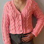 Cardigan tricotat manual roz