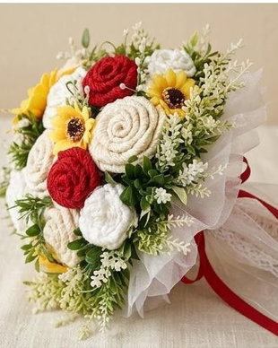 Buchet mireasa rustic/Cununie civila-din iuta colorata