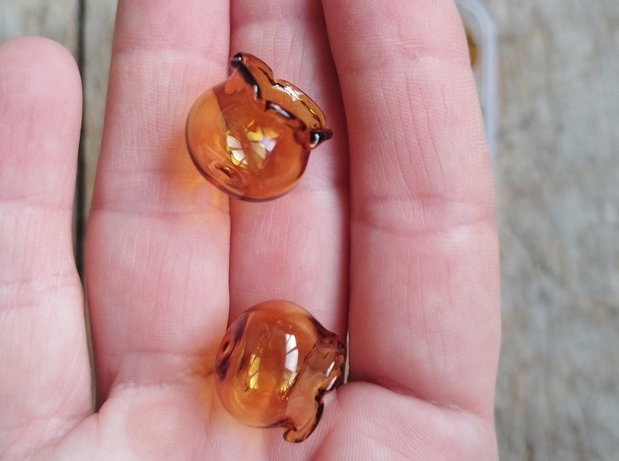 Clopoteti galbeni, sticla lampwork 2 buc