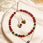 Set "Toamna aurie" colier/choker si cercei carneol, jad, agata