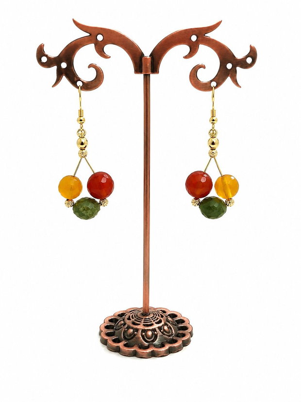 Set "Toamna aurie" colier/choker si cercei carneol, jad, agata
