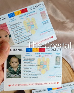 Mărturie personalizată pentru botez tip  buletin magnetic