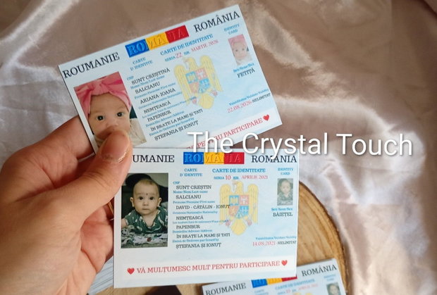 Mărturie personalizată pentru botez tip  buletin magnetic