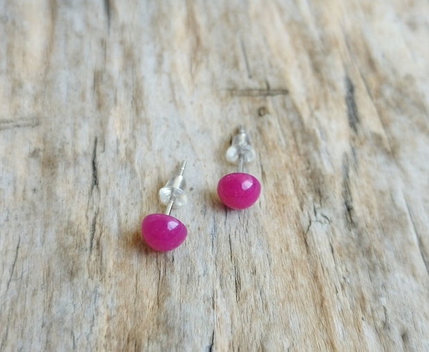 Floare roz - set inel sidef, cercei jad
