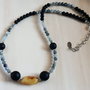 Colier Choker din Onix mat, Sodalit si Chihlimbar