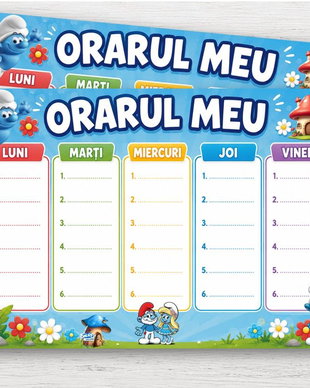 Orar școlar cu Ștrumfi
