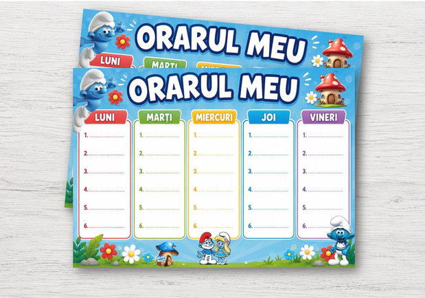 Orar școlar cu Ștrumfi