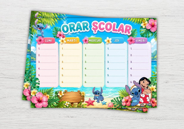 Orar școlar cu Stitch/Orar școlar cu Stitch și Angel