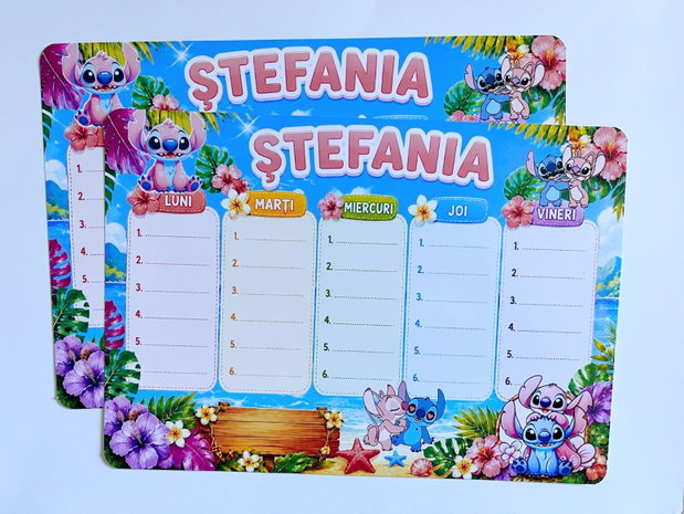 Orar școlar cu Stitch/Orar școlar cu Stitch și Angel